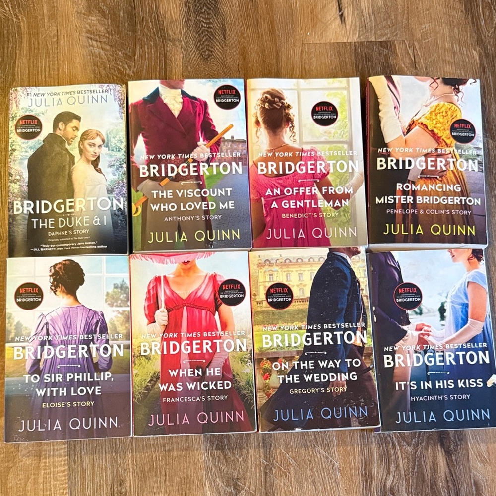 Bridgerton Paperback Book Set by Julia Quinn - Assorted Color Covers
